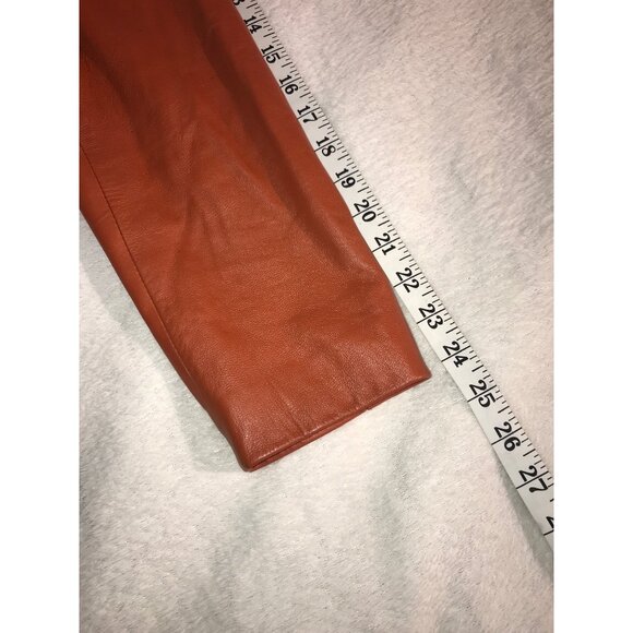 Valerie Stevens Womens Burnt Orange Leather Moto Jacket - Picture 7 of 7
